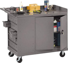 Tennsco - 1,000 Lb Capacity, 1 Shelf, 20 Bin, 1 Door Mobile Bench - 45" Wide x 25" Deep x 43" High, Steel - Apex Tool & Supply