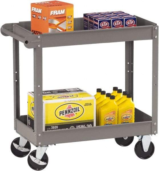 Tennsco - 150 Lb Capacity, 30" Wide x 16" Long x 32" High Service Cart - 2 Shelf, Steel, 2 Rigid/2 Swivel Casters - Apex Tool & Supply
