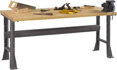 Tennsco - 72 Wide x 36" Deep x 33-3/4" High, Butcher Block Workbench - Fixed Flared Legs, Medium Gray - Apex Tool & Supply
