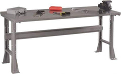 Tennsco - 72 Wide x 36" Deep x 33-1/2" High, 12 Gauge Steel Workbench - Fixed Flared Legs, Medium Gray - Apex Tool & Supply