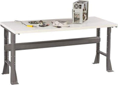 Tennsco - 72 Wide x 36" Deep x 33-1/2" High, Plastic Laminate Workbench - Fixed Flared Legs, Medium Gray - Apex Tool & Supply
