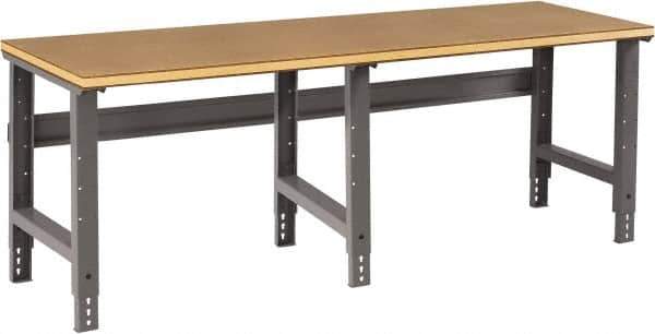 Tennsco - 96 Wide x 30" Deep x 33-3/4" High, Wood Workbench - Adjustable Height Legs, Medium Gray - Apex Tool & Supply