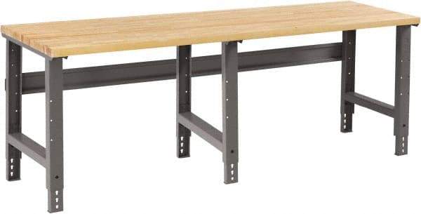 Tennsco - 96 Wide x 30" Deep x 33-1/2" High, Butcher Block Workbench - Adjustable Height Legs, Medium Gray - Apex Tool & Supply
