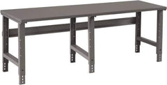 Tennsco - 96 Wide x 30" Deep x 33-1/2" High, 12 Gauge Steel Workbench - Adjustable Height Legs, Medium Gray - Apex Tool & Supply