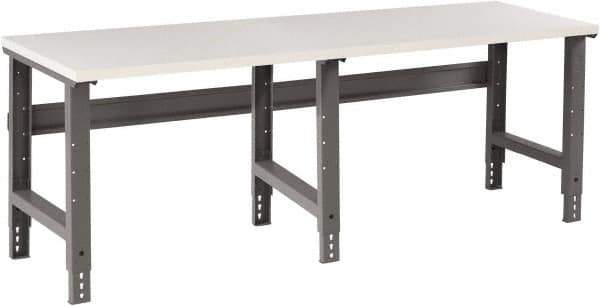 Tennsco - 96 Wide x 30" Deep x 33-3/4" High, Plastic Laminate Workbench - Adjustable Height Legs, Medium Gray - Apex Tool & Supply