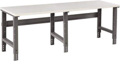 Tennsco - 96 Wide x 30" Deep x 33-3/4" High, Plastic Laminate Workbench - Adjustable Height Legs, Medium Gray - Apex Tool & Supply