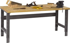 Tennsco - 72 Wide x 30" Deep x 33-1/2" High, Butcher Block Workbench - Adjustable Height Legs, Medium Gray - Apex Tool & Supply