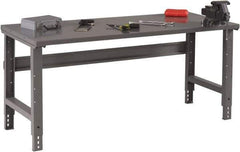 Tennsco - 72 Wide x 30" Deep x 33-1/2" High, 12 Gauge Steel Workbench - Adjustable Height Legs, Medium Gray - Apex Tool & Supply