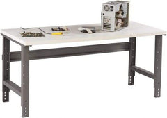 Tennsco - 72 Wide x 30" Deep x 33-3/4" High, Plastic Laminate Workbench - Adjustable Height Legs, Medium Gray - Apex Tool & Supply