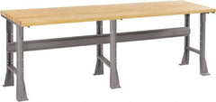 Tennsco - 96 Wide x 36" Deep x 33-3/4" High, Butcher Block Workbench - Fixed Flared Legs, Medium Gray - Apex Tool & Supply