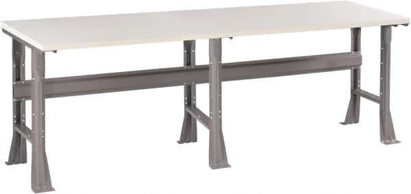 Tennsco - 96 Wide x 36" Deep x 33-1/2" High, Plastic Laminate Workbench - Fixed Flared Legs, Medium Gray - Apex Tool & Supply