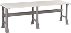 Tennsco - 96 Wide x 36" Deep x 33-1/2" High, Plastic Laminate Workbench - Fixed Flared Legs, Medium Gray - Apex Tool & Supply