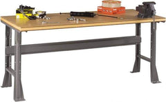 Tennsco - 60 Wide x 36" Deep x 33-3/4" High, Wood Workbench - Fixed Flared Legs, Medium Gray - Apex Tool & Supply