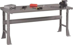 Tennsco - 60 Wide x 36" Deep x 33-1/2" High, 12 Gauge Steel Workbench - Fixed Flared Legs, Medium Gray - Apex Tool & Supply