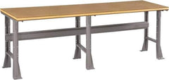 Tennsco - 96 Wide x 30" Deep x 33-3/4" High, Wood Workbench - Fixed Flared Legs, Medium Gray - Apex Tool & Supply