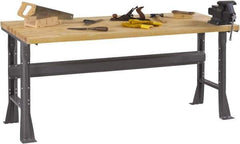 Tennsco - 60 Wide x 30" Deep x 33-3/4" High, Butcher Block Workbench - Fixed Flared Legs, Medium Gray - Apex Tool & Supply