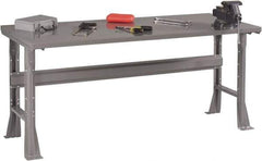Tennsco - 60 Wide x 30" Deep x 33-1/2" High, 12 Gauge Steel Workbench - Fixed Flared Legs, Medium Gray - Apex Tool & Supply