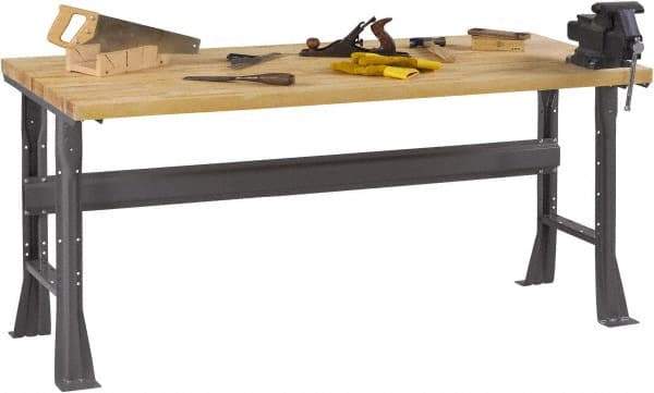 Tennsco - 48 Wide x 30" Deep x 33-3/4" High, Butcher Block Workbench - Fixed Flared Legs, Medium Gray - Apex Tool & Supply