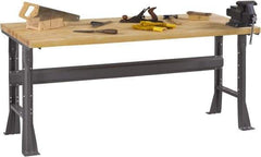 Tennsco - 48 Wide x 30" Deep x 33-3/4" High, Butcher Block Workbench - Fixed Flared Legs, Medium Gray - Apex Tool & Supply