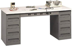 Tennsco - 72 Wide x 30" Deep x 33-1/2" High, Plastic Laminate Workbench - Fixed Legs, Medium Gray - Apex Tool & Supply