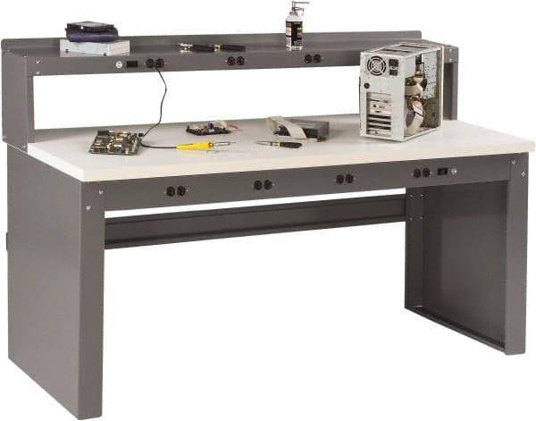 Tennsco - 72 Wide x 36" Deep x 33-1/2" High, Plastic Laminate Workbench - Fixed Legs, Medium Gray - Apex Tool & Supply