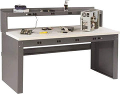 Tennsco - 72 Wide x 36" Deep x 33-1/2" High, Plastic Laminate Workbench - Fixed Legs, Medium Gray - Apex Tool & Supply