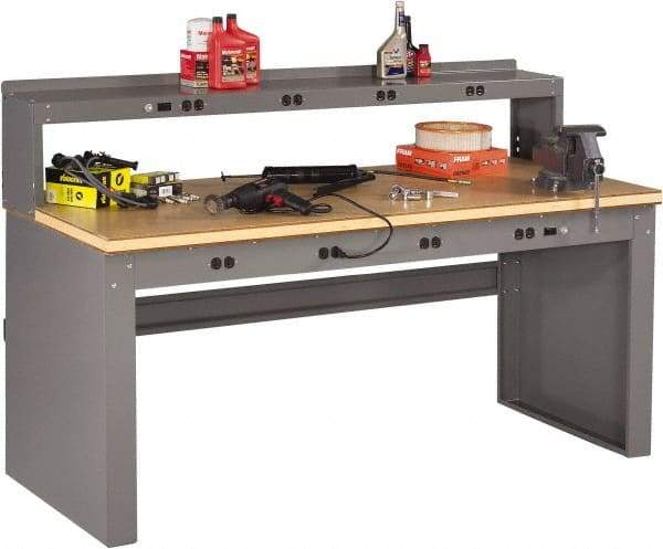 Tennsco - 72 Wide x 30" Deep x 33-1/2" High, Wood Workbench - Fixed Legs, Medium Gray - Apex Tool & Supply