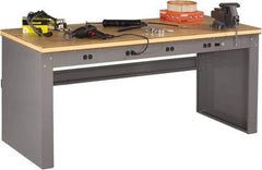 Tennsco - 72 Wide x 36" Deep x 33-1/2" High, Wood Workbench - Fixed Legs, Medium Gray - Apex Tool & Supply