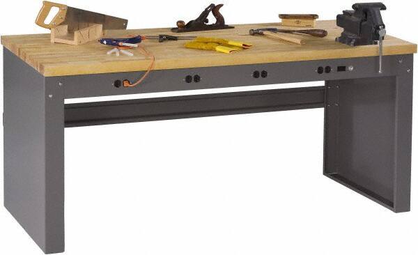 Tennsco - 72 Wide x 30" Deep x 33-1/2" High, Butcher Block Workbench - Fixed Legs, Medium Gray - Apex Tool & Supply