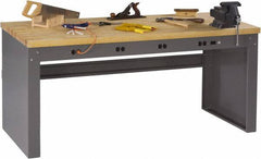 Tennsco - 72 Wide x 30" Deep x 33-1/2" High, Butcher Block Workbench - Fixed Legs, Medium Gray - Apex Tool & Supply
