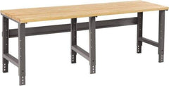 Tennsco - 96 Wide x 36" Deep x 33-3/4" High, Butcher Block Workbench - Adjustable Height Legs, Medium Gray - Apex Tool & Supply