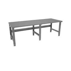 Tennsco - 96 Wide x 36" Deep x 33-1/2" High, 12 Gauge Steel Workbench - Adjustable Height Legs, Medium Gray - Apex Tool & Supply