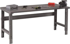 Tennsco - 72 Wide x 36" Deep x 33-1/2" High, 12 Gauge Steel Workbench - Adjustable Height Legs, Medium Gray - Apex Tool & Supply