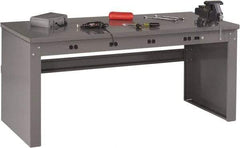 Tennsco - 72 Wide x 30" Deep x 33-1/2" High, 12 Gauge Steel Workbench - Fixed Legs, Medium Gray - Apex Tool & Supply