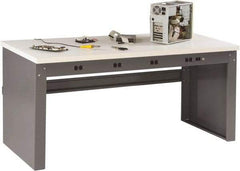 Tennsco - 72 Wide x 30" Deep x 33-1/2" High, Plastic Laminate Workbench - Fixed Legs, Medium Gray - Apex Tool & Supply