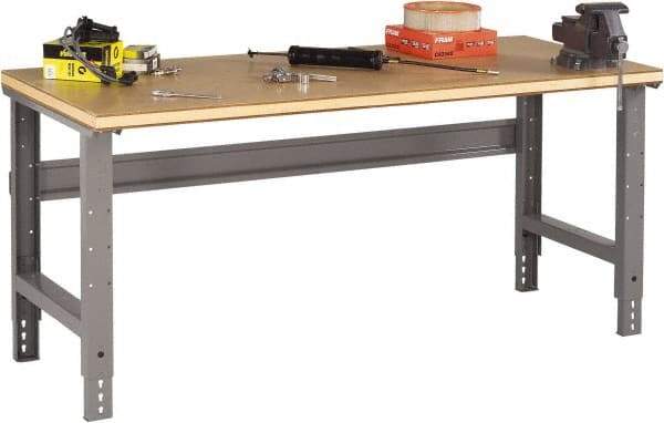 Tennsco - 60 Wide x 36" Deep x 33-3/4" High, Wood Workbench - Adjustable Height Legs, Medium Gray - Apex Tool & Supply