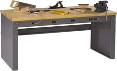 Tennsco - 72 Wide x 36" Deep x 33-1/2" High, Butcher Block Workbench - Fixed Legs, Medium Gray - Apex Tool & Supply