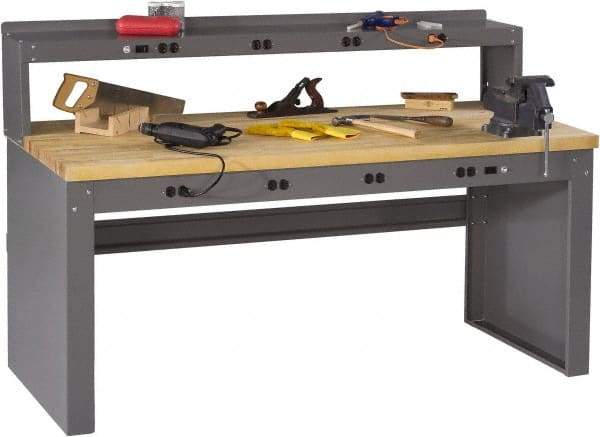 Tennsco - 72 Wide x 36" Deep x 33-1/2" High, Butcher Block Workbench - Fixed Legs, Medium Gray - Apex Tool & Supply