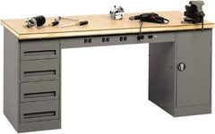 Tennsco - 72 Wide x 30" Deep x 33-1/2" High, Wood Workbench - Fixed Legs, Medium Gray - Apex Tool & Supply