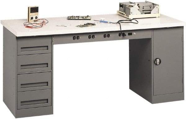 Tennsco - 72 Wide x 30" Deep x 33-1/2" High, Plastic Laminate Workbench - Fixed Legs, Medium Gray - Apex Tool & Supply