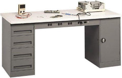 Tennsco - 72 Wide x 30" Deep x 33-1/2" High, Plastic Laminate Workbench - Fixed Legs, Medium Gray - Apex Tool & Supply