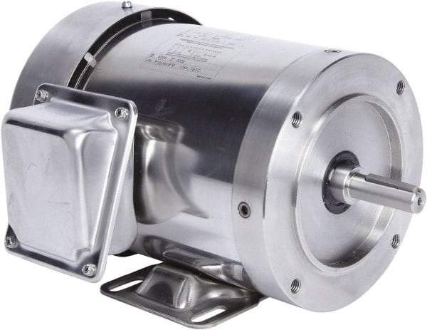 Leeson - 2 Max hp, 3,600 Max RPM, Premium Efficient Electric AC DC Motor - 230/460 V Input, Three Phase, 56HC Frame, 5/8" Shaft Diam, C-Face with Base Mount, TEFC Enclosure - Apex Tool & Supply