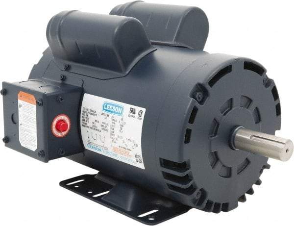 Leeson - 5 Max hp, 3,600 Max RPM, Electric AC DC Motor - 230 V Input, Single Phase, 145T Frame, 7/8" Shaft Diam, Rigid Base Mount, ODP Enclosure - Apex Tool & Supply