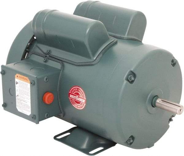 Leeson - 1 Max hp, 1,800 Max RPM, Capacitor Start Electric AC DC Motor - 115/230 V Input, Single Phase, 56 Frame, 5/8" Shaft Diam, Rigid Base Mount, TEFC Enclosure - Apex Tool & Supply