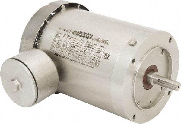Leeson - 1 Max hp, 1,800 Max RPM, Premium Efficient Electric AC DC Motor - 230/460 V Input, Three Phase, 56C Frame, 5/8" Shaft Diam, C-Face Mount, TEFC Enclosure - Apex Tool & Supply