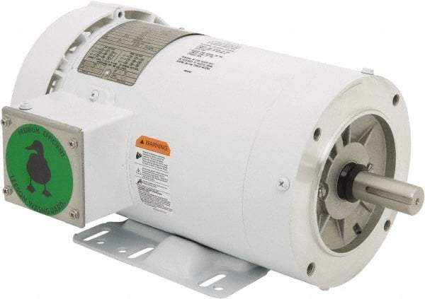 Leeson - 3 Max hp, 3,600 Max RPM, Premium Efficient Electric AC DC Motor - 230/460 V Input, Three Phase, 145TC Frame, 7/8" Shaft Diam, C-Face with Base Mount, TEFC Enclosure - Apex Tool & Supply