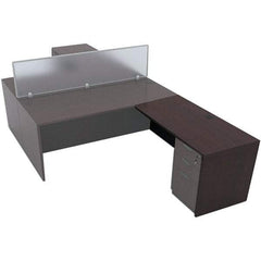 ALERA - Woodgrain Laminate Return/Bridge Shell Desk - 47-1/4" Wide x 23-5/8" Deep x 29-5/8" High, Mahogany - Apex Tool & Supply