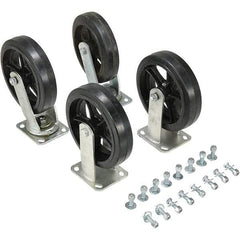 Vestil - 8" Diam x 2" Wide, Mold on Rubber (2) Rigid (2) Swivel Caster - 2,400 Lb Capacity, Top Plate Mount, 4" x 4-1/2" Plate - Apex Tool & Supply