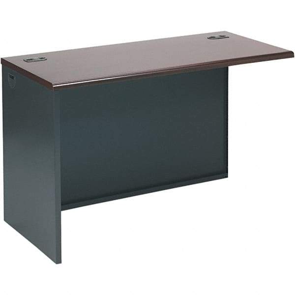 Hon - Steel-Reinforced High-Pressure Laminate Return/Bridge Shell Desk - 48" Wide x 24" Deep x 29-1/2" High, Mahogany/Charcoal - Apex Tool & Supply