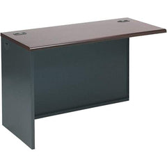 Hon - Steel-Reinforced High-Pressure Laminate Return/Bridge Shell Desk - 48" Wide x 24" Deep x 29-1/2" High, Mahogany/Charcoal - Apex Tool & Supply